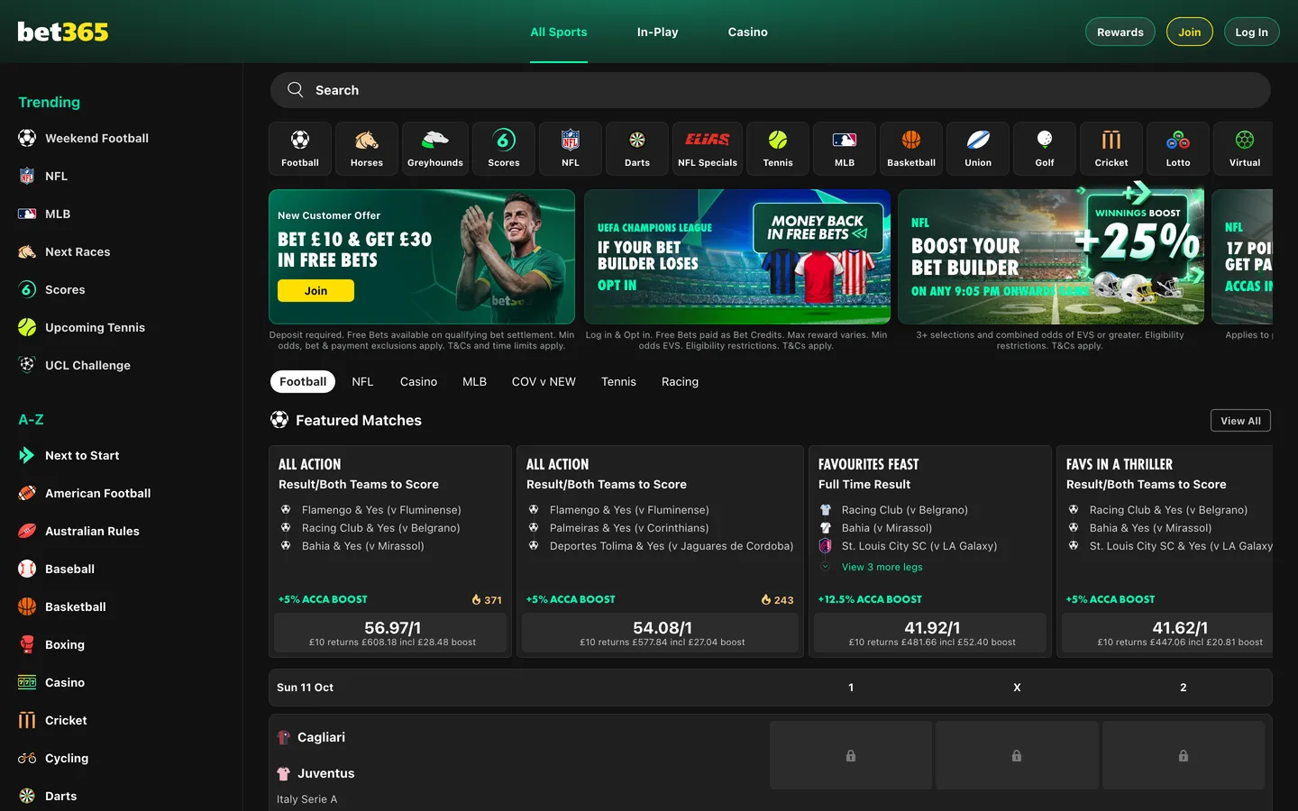 Screenshot of bet365 Payments