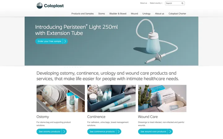 Screenshot of Coloplast